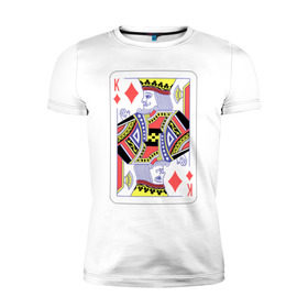 Мужская футболка премиум с принтом Король буби в Петрозаводске, 92% хлопок, 8% лайкра | приталенный силуэт, круглый вырез ворота, длина до линии бедра, короткий рукав | азарт | атласная | бубей | бубны | карты | колода | масть