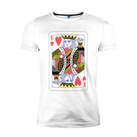 Мужская футболка премиум с принтом Король черви в Петрозаводске, 92% хлопок, 8% лайкра | приталенный силуэт, круглый вырез ворота, длина до линии бедра, короткий рукав | азарт | атласная | карты | колода | масть | покер | червей | черви