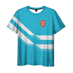 Мужская футболка 3D с принтом Арсенал / FC Arsenal 2018 Blue в Петрозаводске, 100% полиэфир | прямой крой, круглый вырез горловины, длина до линии бедер | Тематика изображения на принте: 
