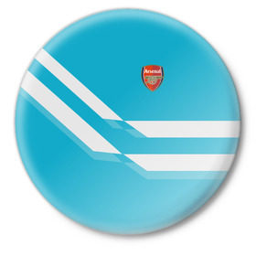 Значок с принтом Арсенал / FC Arsenal 2018 Blue в Петрозаводске,  металл | круглая форма, металлическая застежка в виде булавки | Тематика изображения на принте: 