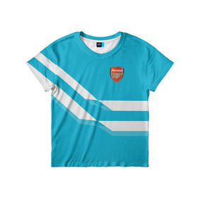 Детская футболка 3D с принтом Арсенал / FC Arsenal 2018 Blue в Петрозаводске, 100% гипоаллергенный полиэфир | прямой крой, круглый вырез горловины, длина до линии бедер, чуть спущенное плечо, ткань немного тянется | 
