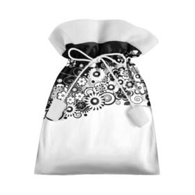 Подарочный 3D мешок с принтом Черно-белые цветы в Петрозаводске, 100% полиэстер | Размер: 29*39 см | blossom | flower | garden stuff | green stuff | бабочки | узор | цветочный орнамент | цветы | цеточный узор
