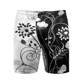 Мужские шорты 3D спортивные с принтом Retro flower в Петрозаводске,  |  | blossom | flower | garden stuff | green stuff | бабочки | узор | цветочный орнамент | цветы | цеточный узор