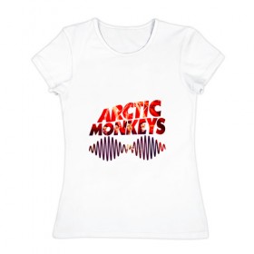 Женская футболка хлопок с принтом Arctic Monkeys в Петрозаводске, 100% хлопок | прямой крой, круглый вырез горловины, длина до линии бедер, слегка спущенное плечо | 