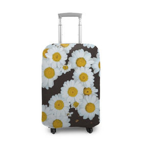 Чехол для чемодана 3D с принтом Аромашки в Петрозаводске, 86% полиэфир, 14% спандекс | двустороннее нанесение принта, прорези для ручек и колес | белый | желтый | красивые | красота | мода | модные | природа | растения | ромашка | ромашки | текстура | тренды | цветы