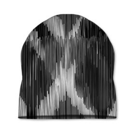 Шапка 3D с принтом Черно-белая штриховка в Петрозаводске, 100% полиэстер | универсальный размер, печать по всей поверхности изделия | watercolor | абстракция красок | акварель | брызги красок | краска | потертость красок
