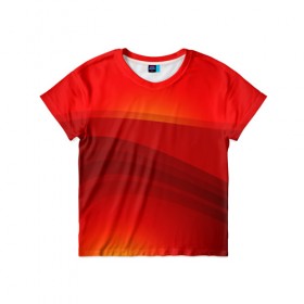 Детская футболка 3D с принтом Red line Fire в Петрозаводске, 100% гипоаллергенный полиэфир | прямой крой, круглый вырез горловины, длина до линии бедер, чуть спущенное плечо, ткань немного тянется | fire | абстракция | геометрия | красный | линии | огонь | пекло | полосы | узоры | ярость