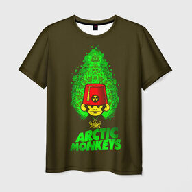 Мужская футболка 3D с принтом Arctic Monkeys обезьянка в Петрозаводске, 100% полиэфир | прямой крой, круглый вырез горловины, длина до линии бедер | 