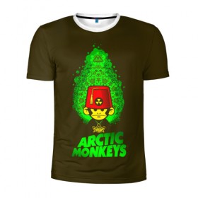 Мужская футболка 3D спортивная с принтом Arctic Monkeys обезьянка в Петрозаводске, 100% полиэстер с улучшенными характеристиками | приталенный силуэт, круглая горловина, широкие плечи, сужается к линии бедра | 