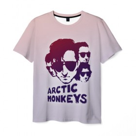 Мужская футболка 3D с принтом Группа Arctic Monkeys в Петрозаводске, 100% полиэфир | прямой крой, круглый вырез горловины, длина до линии бедер | 