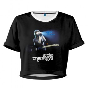 Женская футболка 3D укороченная с принтом Alex Turner Arctic Monkeys в Петрозаводске, 100% полиэстер | круглая горловина, длина футболки до линии талии, рукава с отворотами | алекс тёрнер | арктик | арктические мартышки | гаражный | группа | джейми кук | инди рок | манкис | музыка | мэтт хелдер | ник о мэлли | обезьяна | постпанк ривайвл | психоделический | рок
