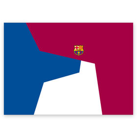 Поздравительная открытка с принтом FC Barcelona 2018 #4 в Петрозаводске, 100% бумага | плотность бумаги 280 г/м2, матовая, на обратной стороне линовка и место для марки
 | Тематика изображения на принте: fc | барселона | эмблема
