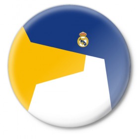 Значок с принтом Real Madrid 2018 #6 в Петрозаводске,  металл | круглая форма, металлическая застежка в виде булавки | emirates | fc | real madrid | клуб | мяч | реал мадрид