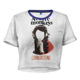 Женская футболка 3D укороченная с принтом Arctic Monkeys cornerstone в Петрозаводске, 100% полиэстер | круглая горловина, длина футболки до линии талии, рукава с отворотами | алекс тёрнер | арктик | арктические мартышки | гаражный | группа | джейми кук | инди рок | манкис | музыка | мэтт хелдер | ник о мэлли | обезьяна | постпанк ривайвл | психоделический | рок