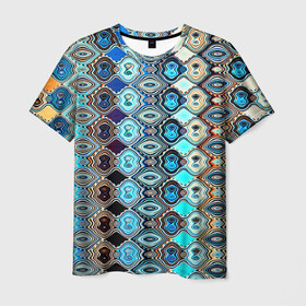 Мужская футболка 3D с принтом psychedelic mosaica в Петрозаводске, 100% полиэфир | прямой крой, круглый вырез горловины, длина до линии бедер | 