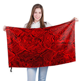 Флаг 3D с принтом Tie-Dye red в Петрозаводске, 100% полиэстер | плотность ткани — 95 г/м2, размер — 67 х 109 см. Принт наносится с одной стороны | Тематика изображения на принте: волны | красный | разводы | текстура