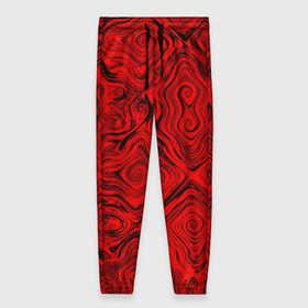 Женские брюки 3D с принтом Tie-Dye red в Петрозаводске, полиэстер 100% | прямой крой, два кармана без застежек по бокам, с мягкой трикотажной резинкой на поясе и по низу штанин. В поясе для дополнительного комфорта — широкие завязки | волны | красный | разводы | текстура
