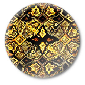 Значок с принтом Gold luxury в Петрозаводске,  металл | круглая форма, металлическая застежка в виде булавки | Тематика изображения на принте: волны | разводы | узоры