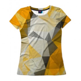 Женская футболка 3D с принтом Sport Abstract 2018 в Петрозаводске, 100% полиэфир ( синтетическое хлопкоподобное полотно) | прямой крой, круглый вырез горловины, длина до линии бедер | абстракция | геометрия | желтый | краски | линии | мода | модные | пирамиды | полосы | серый | тренды | треугольники | узоры | фигуры | цвет