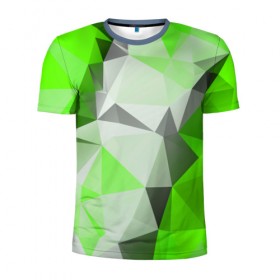 Мужская футболка 3D спортивная с принтом Sport Abstract 2018 Green в Петрозаводске, 100% полиэстер с улучшенными характеристиками | приталенный силуэт, круглая горловина, широкие плечи, сужается к линии бедра | абстракция | геометрия | желтый | краски | линии | мода | модные | пирамиды | полосы | серый | тренды | треугольники | узоры | фигуры | цвет