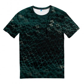 Мужская футболка 3D с принтом Технологии в Петрозаводске, 100% полиэфир | прямой крой, круглый вырез горловины, длина до линии бедер | abstraction | geometry | абстракция | геометрия | грани | линии | полигоны | постель | текстура | треугольники