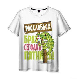 Мужская футболка 3D с принтом Сегодня пятница ! в Петрозаводске, 100% полиэфир | прямой крой, круглый вырез горловины, длина до линии бедер | брат | мороженное | надпись | ящерица