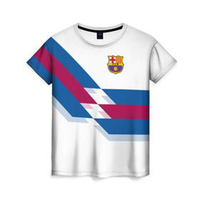 Женская футболка 3D с принтом FC Barcelona #8 в Петрозаводске, 100% полиэфир ( синтетическое хлопкоподобное полотно) | прямой крой, круглый вырез горловины, длина до линии бедер | fcb | барселона | геометрия | футбольный клуб