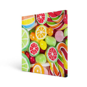 Холст квадратный с принтом Candy в Петрозаводске, 100% ПВХ |  | candy | colorful | lollipop | sweet | конфеты | леденцы | сладости