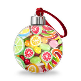 Ёлочный шар с принтом Candy в Петрозаводске, Пластик | Диаметр: 77 мм | candy | colorful | lollipop | sweet | конфеты | леденцы | сладости