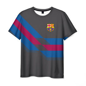 Мужская футболка 3D с принтом FC Barcelona #7 в Петрозаводске, 100% полиэфир | прямой крой, круглый вырез горловины, длина до линии бедер | fcb | барселона | геометрия | футбольный клуб