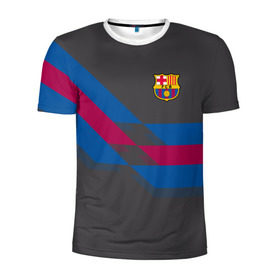 Мужская футболка 3D спортивная с принтом FC Barcelona #7 в Петрозаводске, 100% полиэстер с улучшенными характеристиками | приталенный силуэт, круглая горловина, широкие плечи, сужается к линии бедра | fcb | барселона | геометрия | футбольный клуб