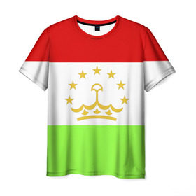 Мужская футболка 3D с принтом Флаг Таджикистана в Петрозаводске, 100% полиэфир | прямой крой, круглый вырез горловины, длина до линии бедер | Тематика изображения на принте: парчами точикистон | таджикистан | точикистон | флаг | флаг таджикистана