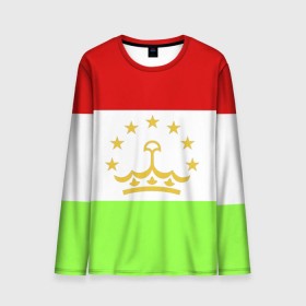 Мужской лонгслив 3D с принтом Флаг Таджикистана в Петрозаводске, 100% полиэстер | длинные рукава, круглый вырез горловины, полуприлегающий силуэт | парчами точикистон | таджикистан | точикистон | флаг | флаг таджикистана