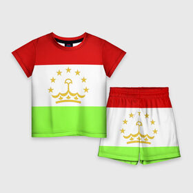 Детский костюм с шортами 3D с принтом Флаг Таджикистана в Петрозаводске,  |  | парчами точикистон | таджикистан | точикистон | флаг | флаг таджикистана
