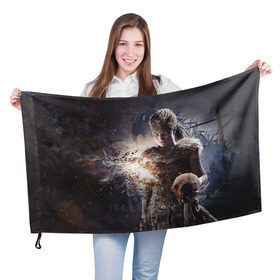 Флаг 3D с принтом HellBlade в Петрозаводске, 100% полиэстер | плотность ткани — 95 г/м2, размер — 67 х 109 см. Принт наносится с одной стороны | hellblade