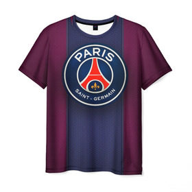 Мужская футболка 3D с принтом Paris Saint-Germain в Петрозаводске, 100% полиэфир | прямой крой, круглый вырез горловины, длина до линии бедер | psg | париж | псж | форма | футбол