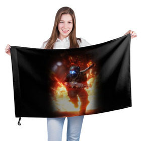 Флаг 3D с принтом Titanfall в Петрозаводске, 100% полиэстер | плотность ткани — 95 г/м2, размер — 67 х 109 см. Принт наносится с одной стороны | мех | мехи | пилот | пилоты | спектр | спектры | титан