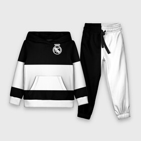 Детский костюм 3D (с толстовкой) с принтом Real Madrid Black Collection в Петрозаводске,  |  | emirates | fc | real madrid | клуб | мяч | реал мадрид