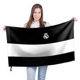 Флаг 3D с принтом Real Madrid Black Collection в Петрозаводске, 100% полиэстер | плотность ткани — 95 г/м2, размер — 67 х 109 см. Принт наносится с одной стороны | emirates | fc | real madrid | клуб | мяч | реал мадрид