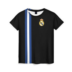 Женская футболка 3D с принтом Real Madrid Line Collection в Петрозаводске, 100% полиэфир ( синтетическое хлопкоподобное полотно) | прямой крой, круглый вырез горловины, длина до линии бедер | emirates | fc | real madrid | клуб | мяч | реал мадрид