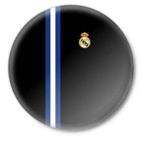 Значок с принтом Real Madrid Line Collection в Петрозаводске,  металл | круглая форма, металлическая застежка в виде булавки | emirates | fc | real madrid | клуб | мяч | реал мадрид