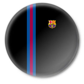 Значок с принтом FC Barcelona Line Collection в Петрозаводске,  металл | круглая форма, металлическая застежка в виде булавки | fc | барселона | эмблема