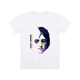 Детская футболка хлопок с принтом Джон Ленон в Петрозаводске, 100% хлопок | круглый вырез горловины, полуприлегающий силуэт, длина до линии бедер | john lennon | the beatles | битлс | джон леннон