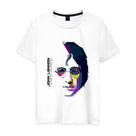 Мужская футболка хлопок с принтом Джон Ленон в Петрозаводске, 100% хлопок | прямой крой, круглый вырез горловины, длина до линии бедер, слегка спущенное плечо. | john lennon | the beatles | битлс | джон леннон