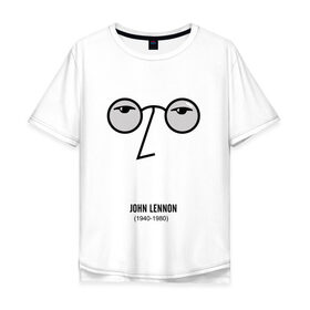 Мужская футболка хлопок Oversize с принтом Джон Ленон 1 в Петрозаводске, 100% хлопок | свободный крой, круглый ворот, “спинка” длиннее передней части | Тематика изображения на принте: 