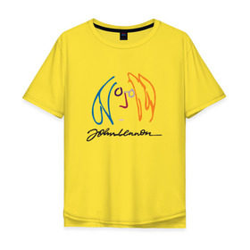 Мужская футболка хлопок Oversize с принтом Джон Ленон 2 в Петрозаводске, 100% хлопок | свободный крой, круглый ворот, “спинка” длиннее передней части | Тематика изображения на принте: john lennon | the beatles | битлс | джон леннон