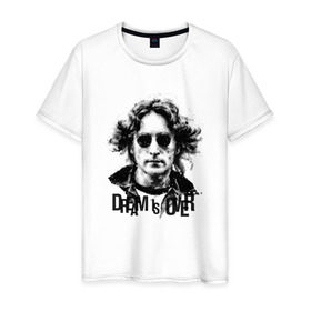 Мужская футболка хлопок с принтом Джон Леннон 4 в Петрозаводске, 100% хлопок | прямой крой, круглый вырез горловины, длина до линии бедер, слегка спущенное плечо. | john lennon | the beatles | битлс | джон леннон