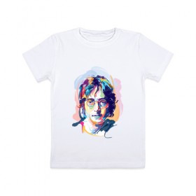 Детская футболка хлопок с принтом Джон Леннон 6 в Петрозаводске, 100% хлопок | круглый вырез горловины, полуприлегающий силуэт, длина до линии бедер | john lennon | the beatles | битлс | джон леннон