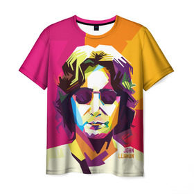 Мужская футболка 3D с принтом Джон Леннон 7 в Петрозаводске, 100% полиэфир | прямой крой, круглый вырез горловины, длина до линии бедер | 