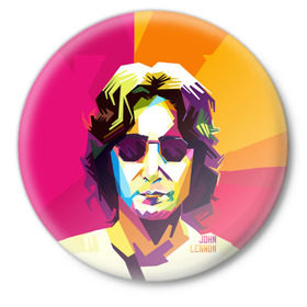 Значок с принтом Джон Леннон 7 в Петрозаводске,  металл | круглая форма, металлическая застежка в виде булавки | Тематика изображения на принте: 